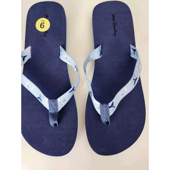 Vera Bradley Webbing Strap Women's Flip Flops Sandals Really Regatta Blue Size 9 - Picture 2 of 8